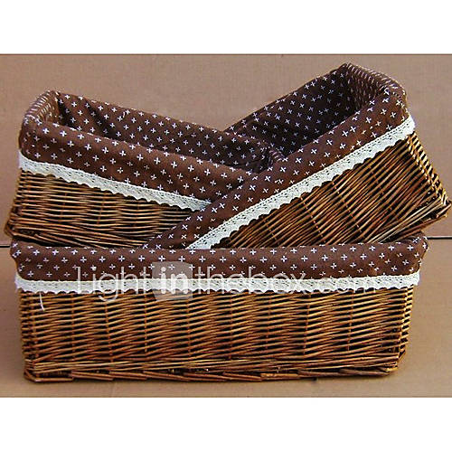 Country Side Coffee Liner Cuboid Handmade Wicker Storage Basket   One Piece