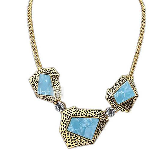 European Style Irregular Geometry Patch Plated Alloy Resin Chain Statement Necklace (More Color) (1 pc)