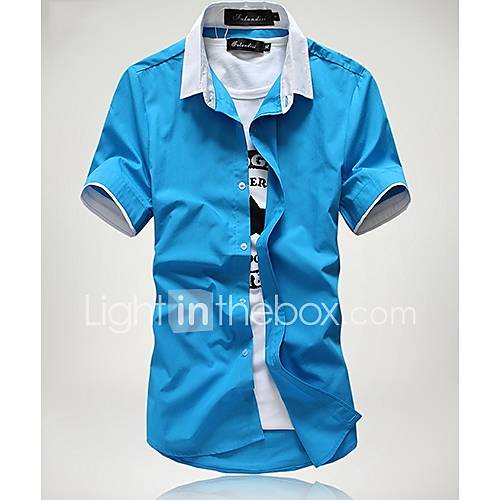 Mens Fashion Solid Color Slim Shirt