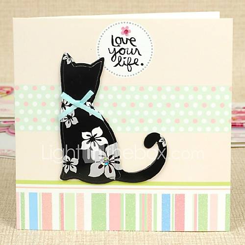 Love Your Life Kitten Design Side Fold Greeting Card