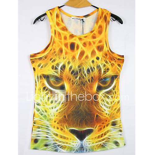 Mens 3D Series Leopard Pattern Printing Tight Movement Vests