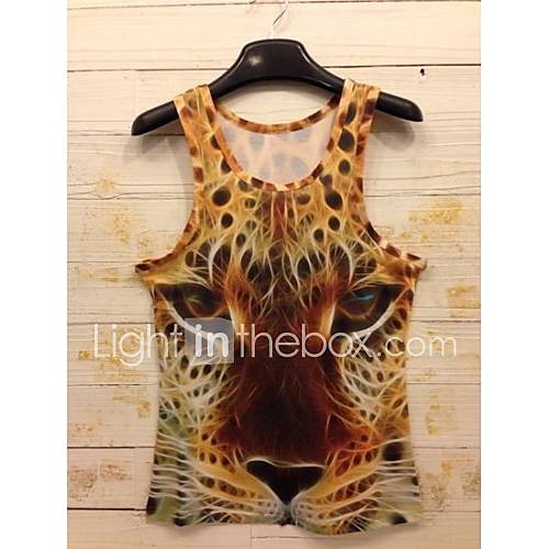 Mens 3D Series Leopard Printing Tight Movement Vests