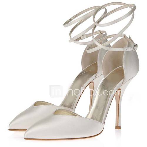 Satin Womens Wedding Stiletto Heel Pointed Toe Pumps/Heels Shoes