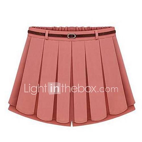 Womens Summer Chiffon Casual Elastic Shorts Pants(Belt Included)