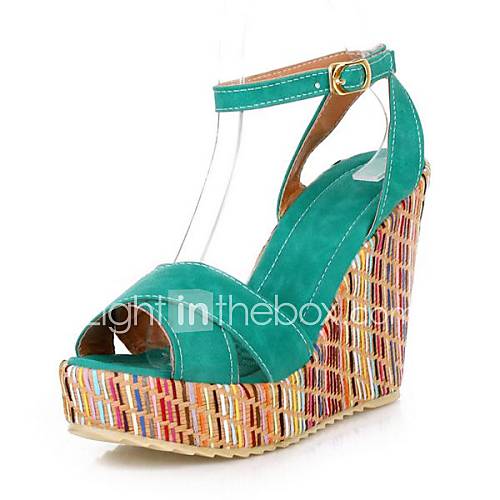 Faux Leather Womens Wedge Heel Platform Open Toe Sandals With Braided Strap Shoes(More Colors)