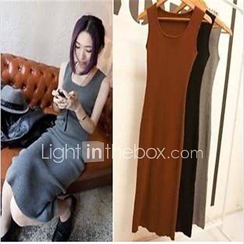 Womens New Fashion High Street Elastic Long Tank Casual Sexy Dress