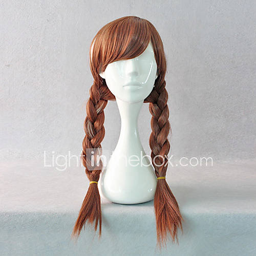 Frozen Princess Anna Brown Braid Pigtails Cosplay Wig