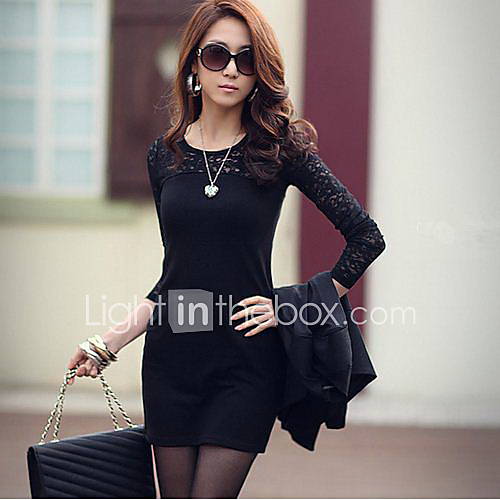 CoolCube Womens Sexy Contrast Color Cut Out Lace Sheath Dress