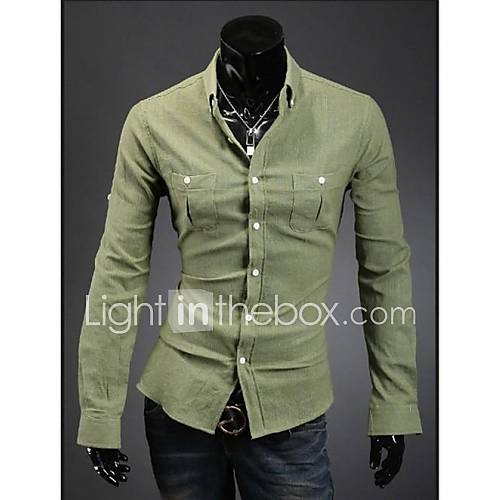 Mens New Arrive Fashion Pure Linen Long Sleeve Casual Shirt