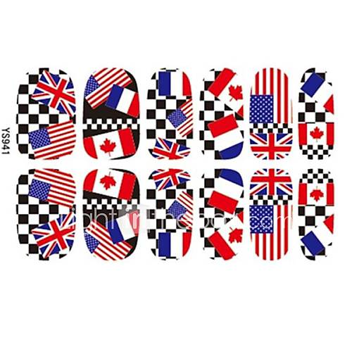 Professional Nail Salon Flag Nail Art Tip Foil Stickers For Long Finger