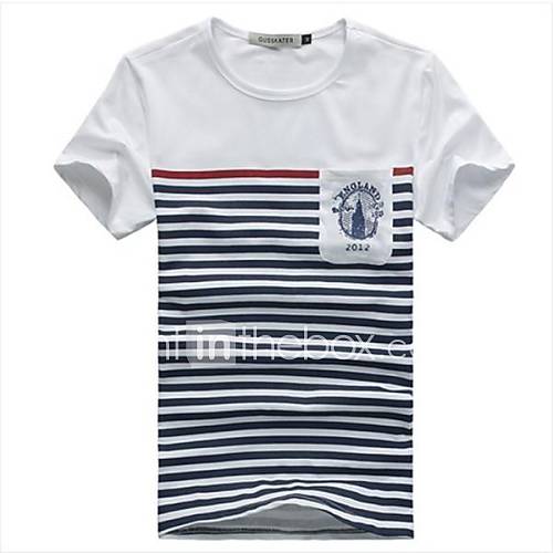 Mens Summer Round Neck Casual Short Sleeve Stripes T shirts