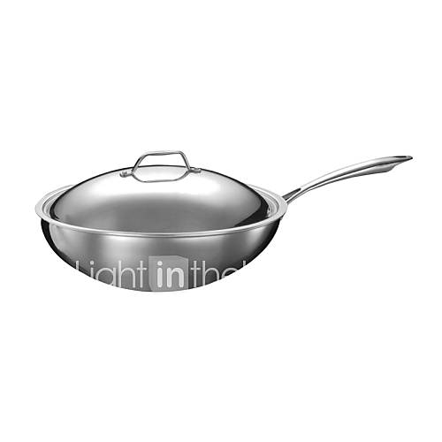 11 Tri layer Thicken Woks, Stainless Steel, W28cm x L48cm x H12cm