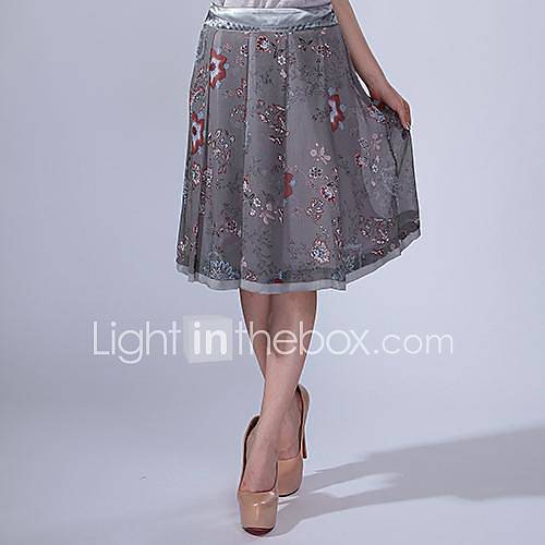 Cerel Panel Jacquard Elegant Swing Midi Skirt