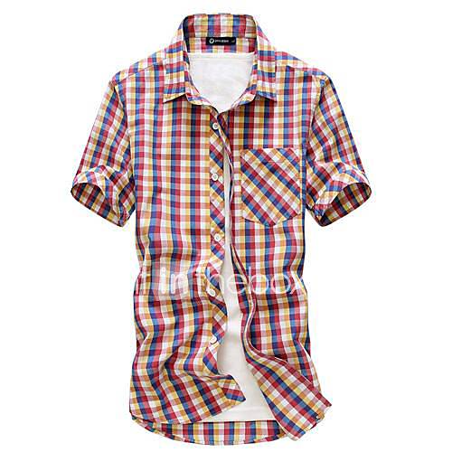 Mens Lapel British Style Short Sleeve Shirt