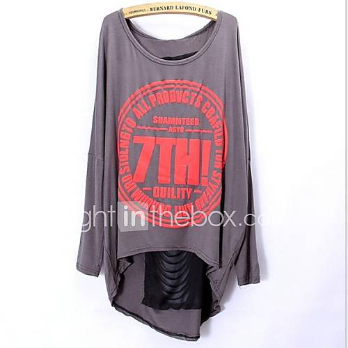 Womens Fashion Big Yards Long Sleeve Joining Together Loose T Shirt