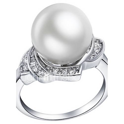 Luxuriant Sliver With Ivory Pearl Womens Ring(1 Pc)