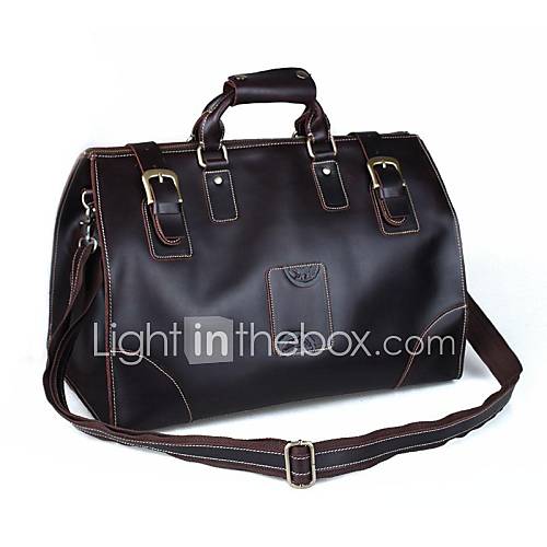 Mens Large capacity Cowhide Leather Travel Bag