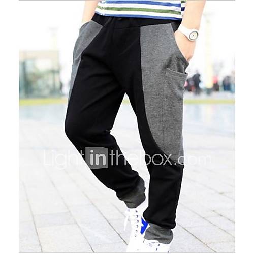 Mens Fashion Casual Long Contrast Color Big Pocket Harem Pants