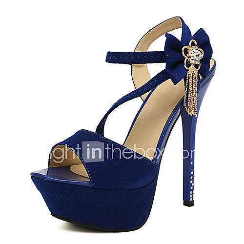 ELF Shoes Womens Elegant Peep Toe Platform Bow Ankle Strap Stiletto Heel PU Leather Shoes