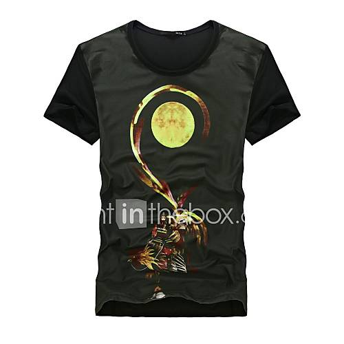 Mens Round Collar Short Sleeve T Shirt