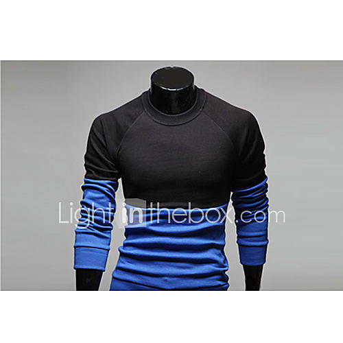 MSUIT MenS Joker Long Sleeved Color Matching T Shirts Z9148