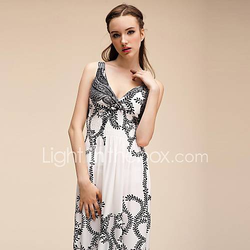 Maya Womens Floral V Neck Bohemian Print Vintage Maxi Beach Party Dress