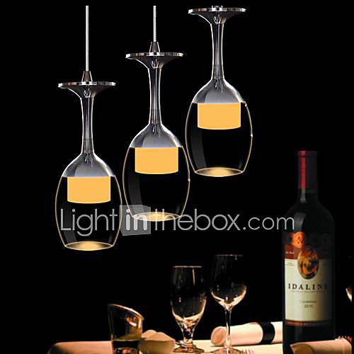 3Wx3 LED Light Cup Chandelier Light Wineglass Pendant Lamp for Living Room Bar Saloon Dining Room