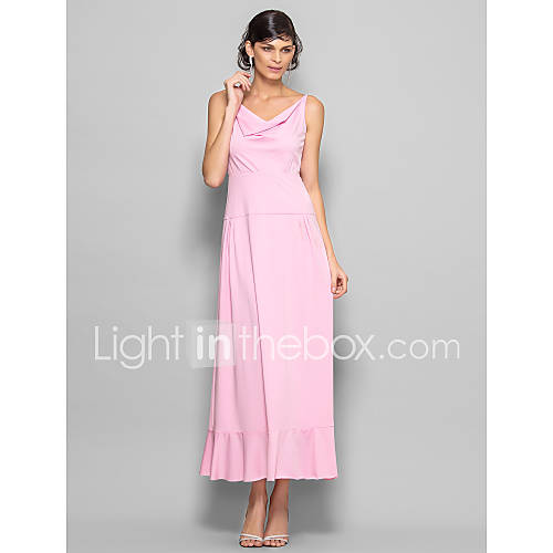 A line Cowl Ankle length Jersey Evening Dress (759839)