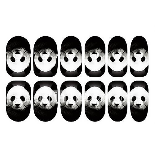 12PCS Panda Pattern Luminous Nail Art Stickers