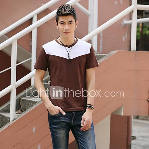 Mens New Summer Casual Splicing Short Sleeve T Shirt