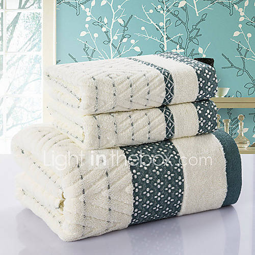 Siweidi Fashion Cotton Rhombus Pattern Towel Set(Screen Color)