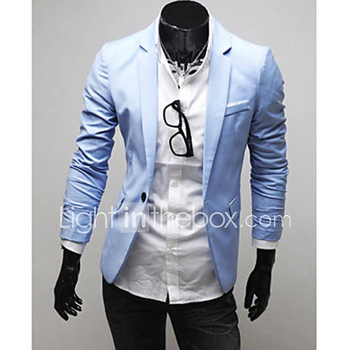 Chaolfs Mens Korean Style Solid Color Slim Leisure Suit (Light Blue)