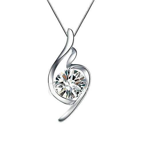 Woman 925 Sterling Silver Crystal Love Butterfly Dance Necklace