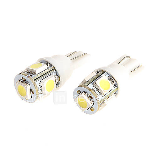 2PCS T10 5 SMD 5050 LED Wedge Light Bulb White for Motorcycle