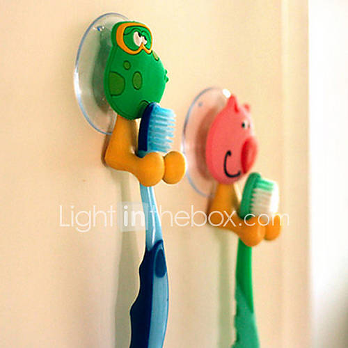 Cartoon Shaped Suction Plastic Toothbrush Holder, L11cm x W13.5cm x H1cm