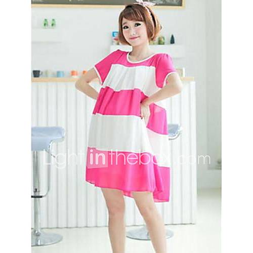 Maternity Contrast Color Loose Fit Chiffon Knee length Dress