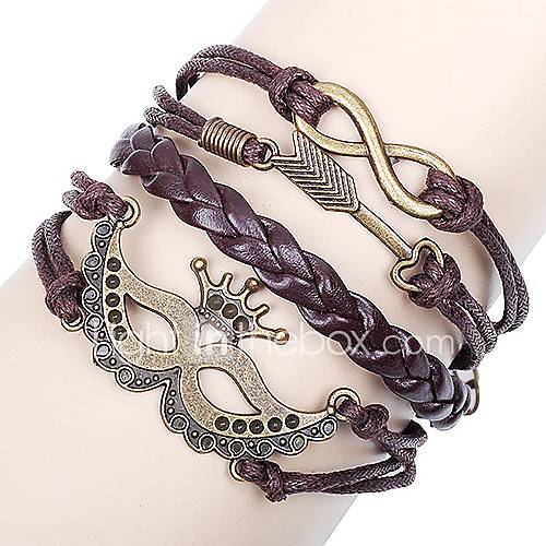 Shining Infinity Style Halloween Party Mask Handmade Leather Bracelet (Screen Color)
