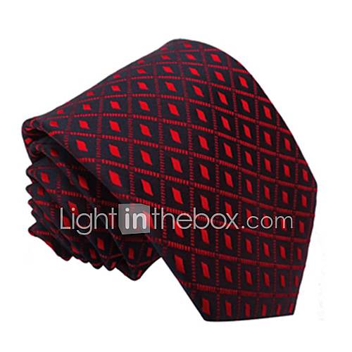 Mens Maroom Business Leisure Plaid Dot Microfibre Woven Necktie