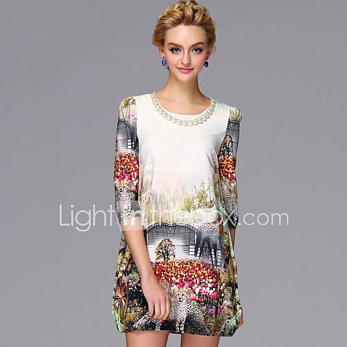 Womens Floral Printed Vintage Bandage Mini Dress