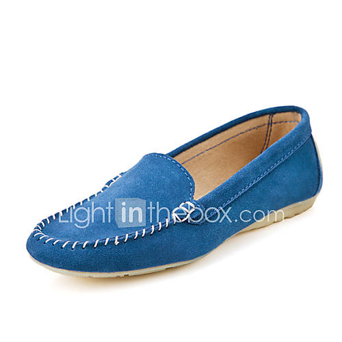 XNG 2014 Summer Simple Shallow Mouth Leather Peas Shoes (Blue)