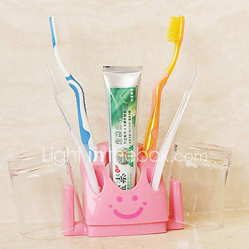 Extended Pattern Plastic Toothbrush Holder with 5 holes, L6cm x W9.5cm x H13.5cm