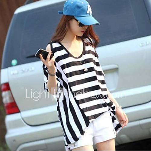 Womens Of The Shoulder Stripes Loose Blouse