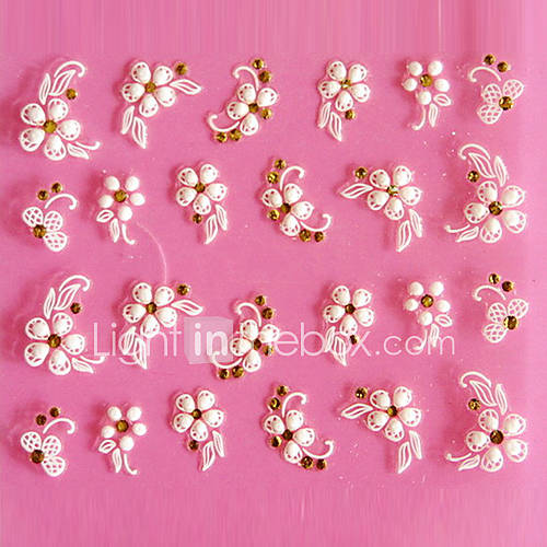 3D Design Lovely Five petaled Flower Pattern Carving Nail Art Stickers