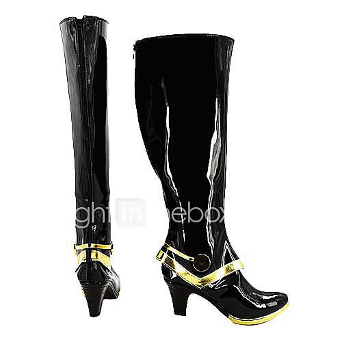 Date A Live Tohka Yatogami Black Golden PU Leather Cosplay Boots