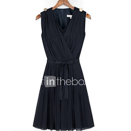 Shinubi Casual Joint Sleeveless Dress(Dark Blue)