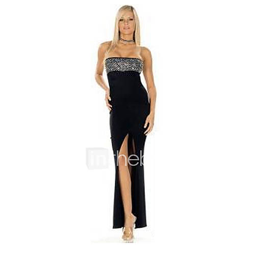 Yeyaojing Set Auger Strapless Side Split With Dress(Black)