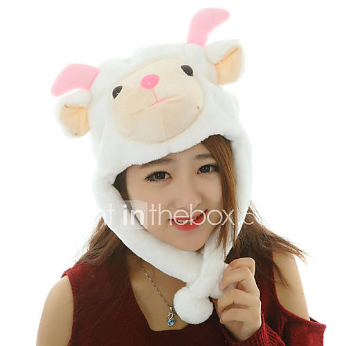 Unisex Cute White Sheep Warm Fuzzy Kigurumi Aminal Beanie