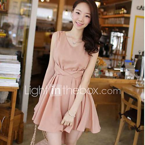 Womens V neck Asymmetrical Dress