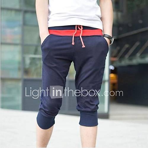 Mens Summer Casual Cropped Splicing Sweatpants(Acc Not Included)