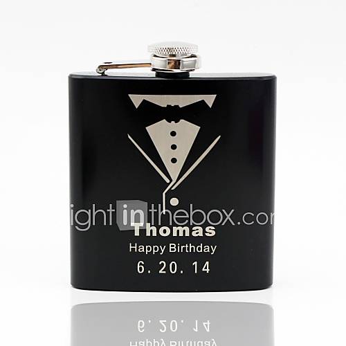 Personalized Black Stainless Steel 6 oz Flask